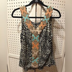 THML Black and White Tank with Orange and Blue Embroidery
